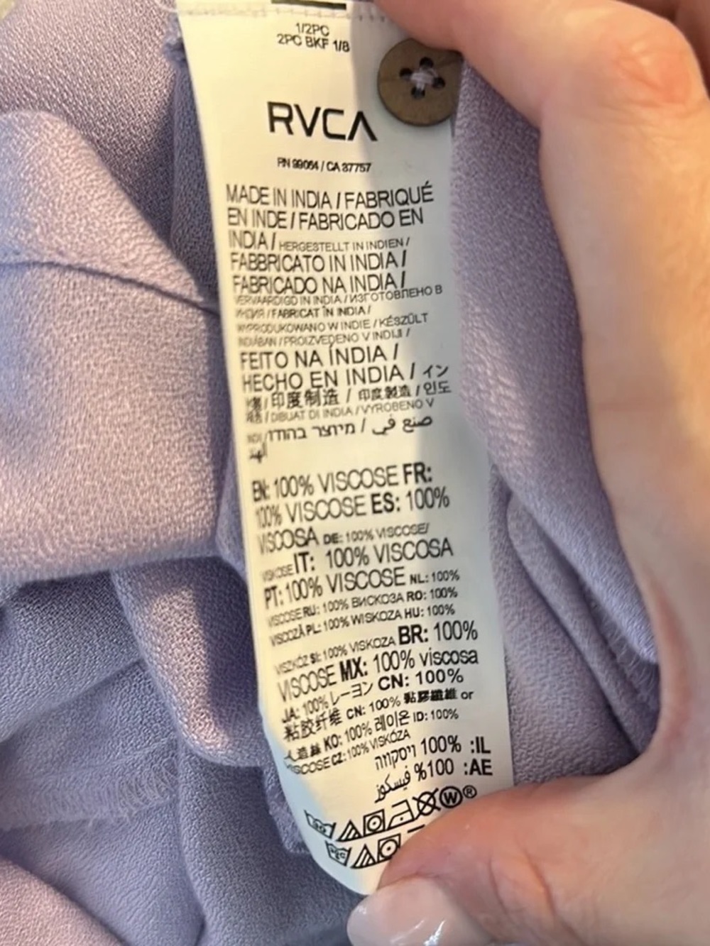 RVCA Lavender 100% Viscose Swing Dress | Lilac Short Sleeve Button Detail | Sz S - Picture 4 of 6